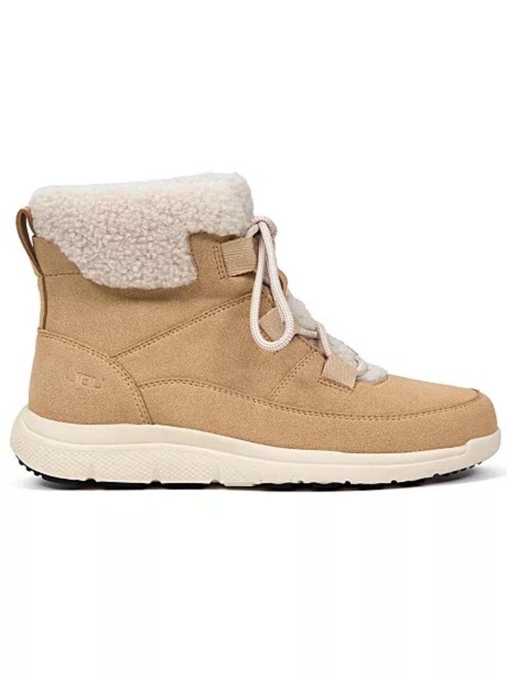JBU Beige Suede-Look Sherpa Lace-Up Winter Boot - Picture 3 of 10